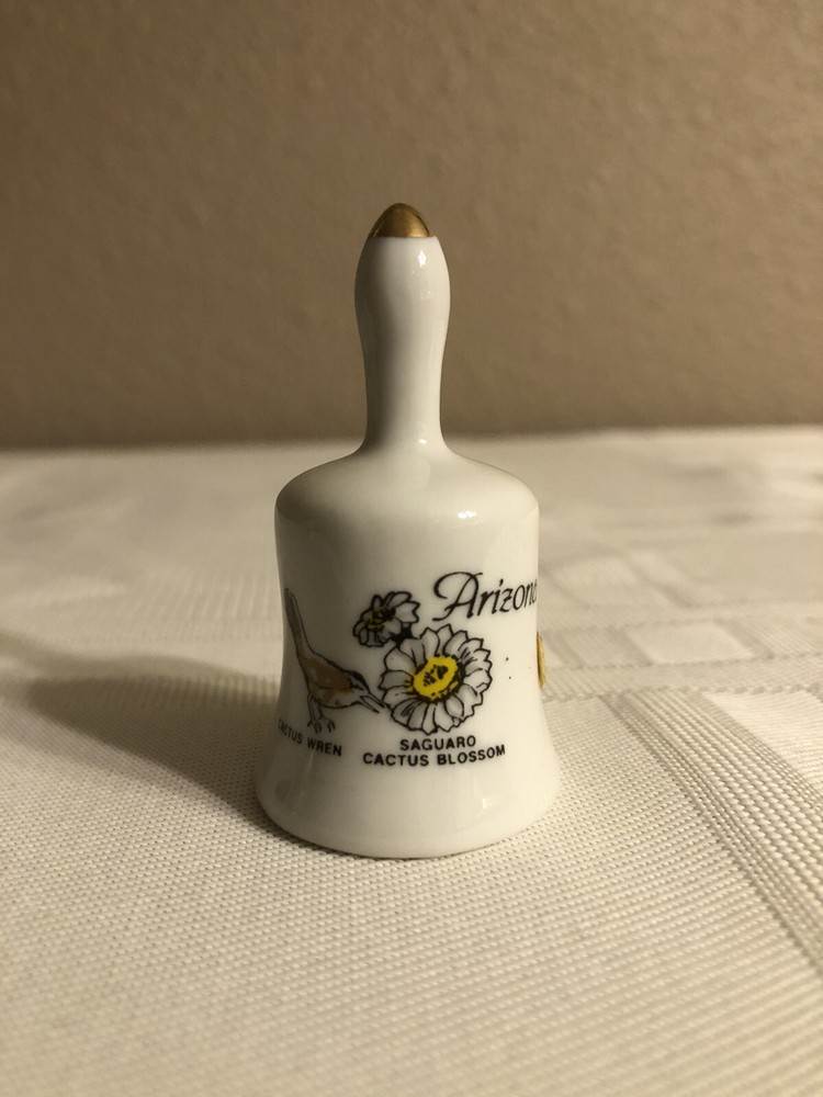 Arizona State Flower & Bird Mini Ceramic Bell