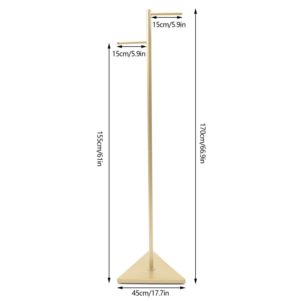 Industrial Tree Simple Design Gold Coat Rack w/ 2 Hooks&Triangular base f/ Hall