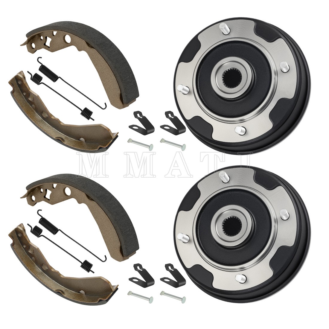 2 X Rear Wheel Brake Drum Hub & Brake Shoes for Kawasaki KAF300 Mule 500 520 550