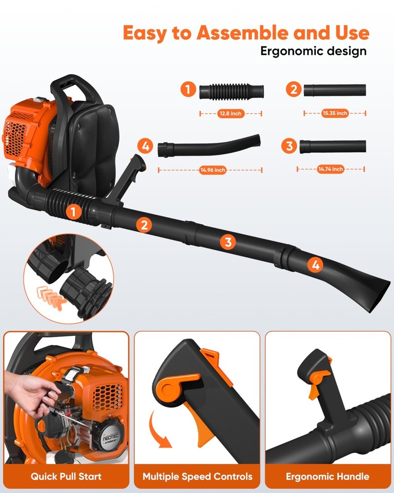 Leaf Blower 52CC 2-Stroke Backpack Gas Powered Leaf Blower 216MPH Wind Speed