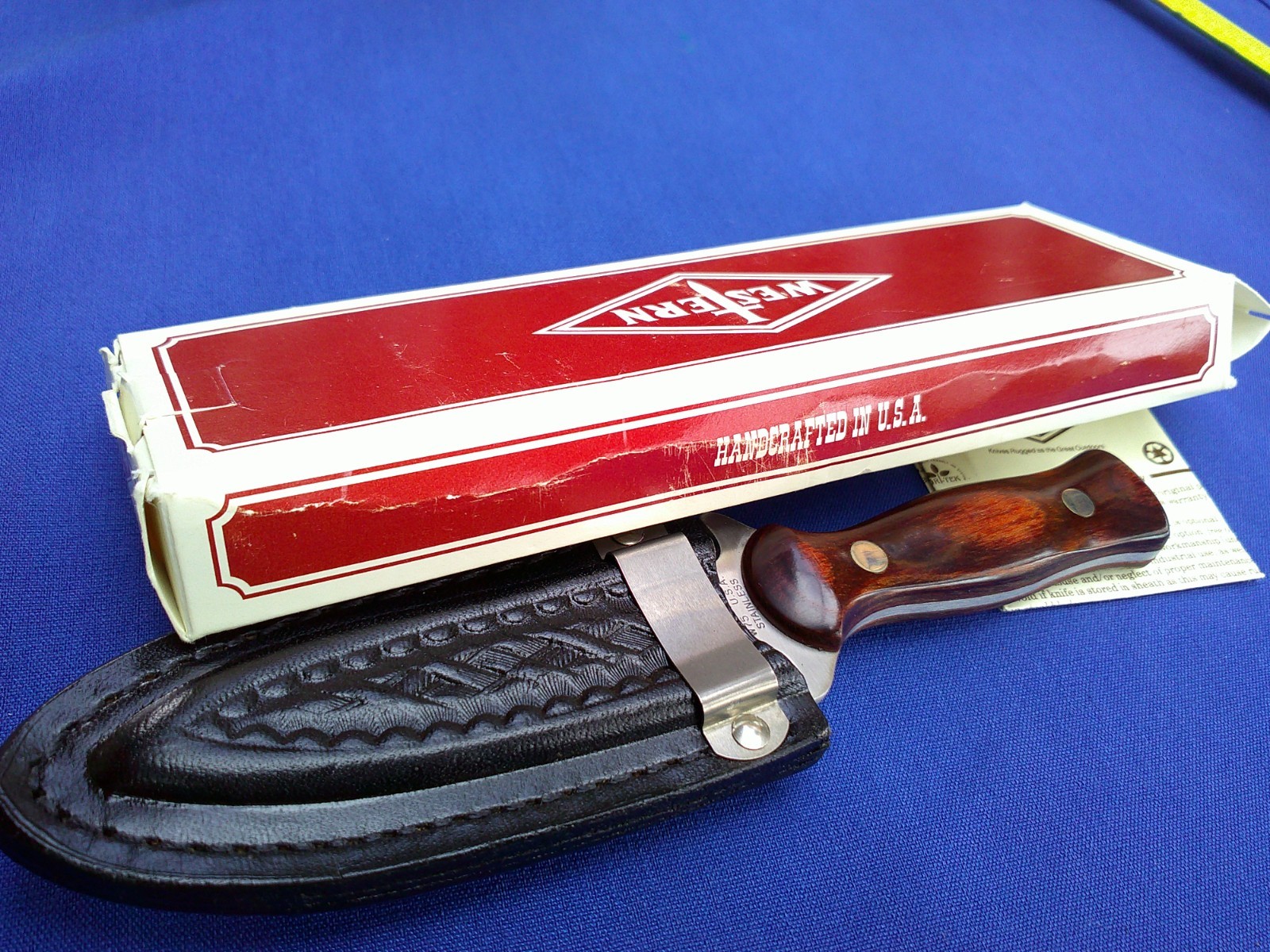 Vintage Western USA W75 Double Edge Boot Knife Dagger Fixed Blade W/Sheath NIB