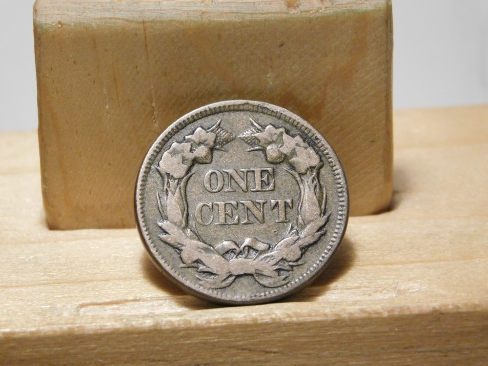 1857 U.S. Flying Eagle cent, lamination error at edge