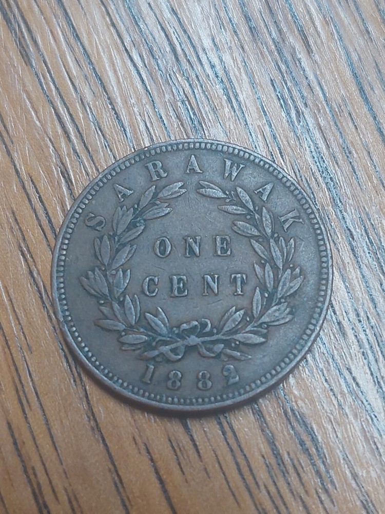 1882 Sarawak 1 One Cent bg