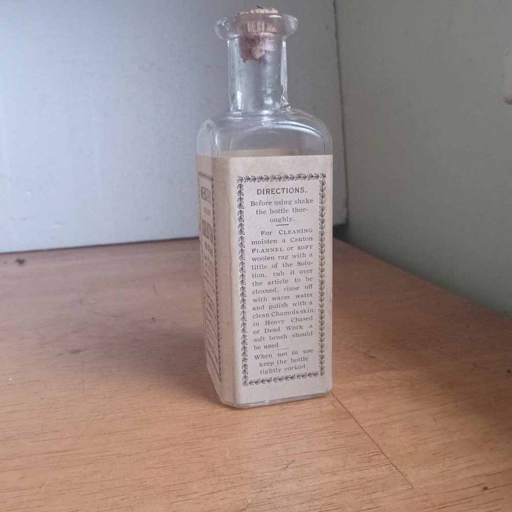 WEBSTER'S SILVER SOLUTION BROOKLYN,NY LABELED 1890s HAND BLOWN BOTTLE