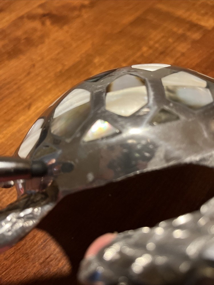 Sea Turtle Sculpture Silver Tone with Shell Abalone Inlay