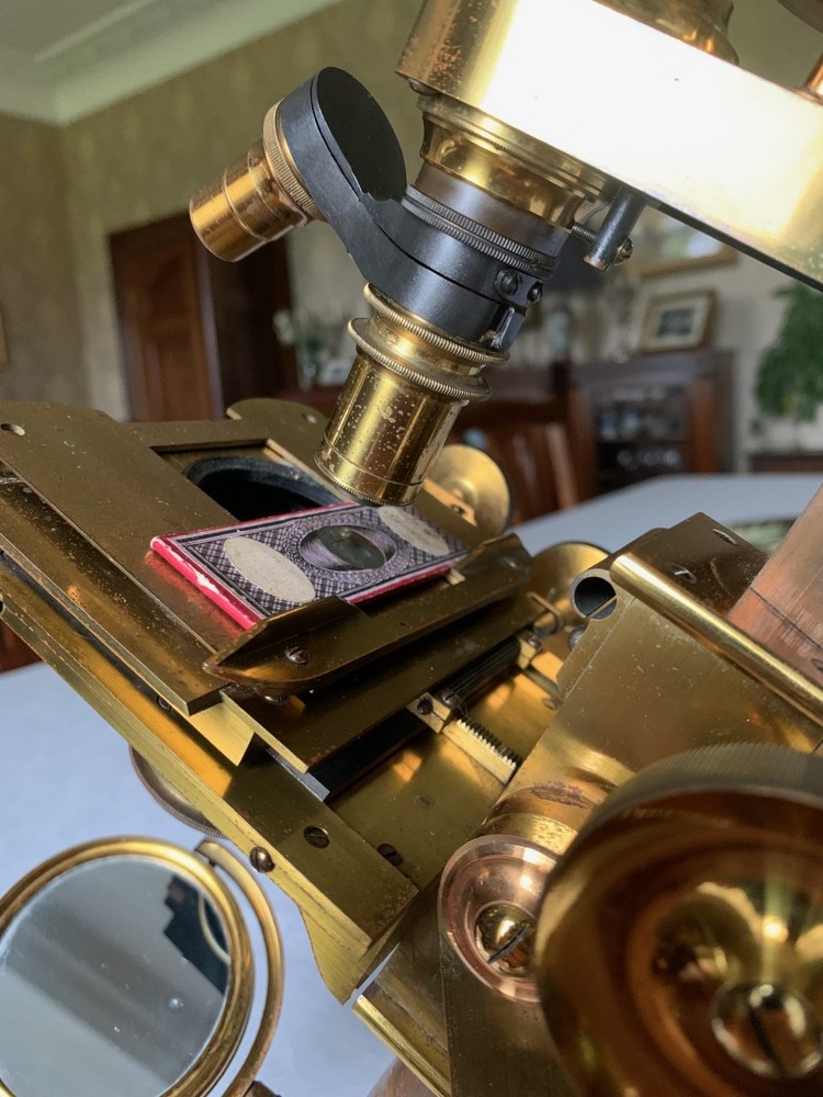 Large Antique C. Baker No. 2 - Compound Bar-limb Brass Microscope - circa 1860