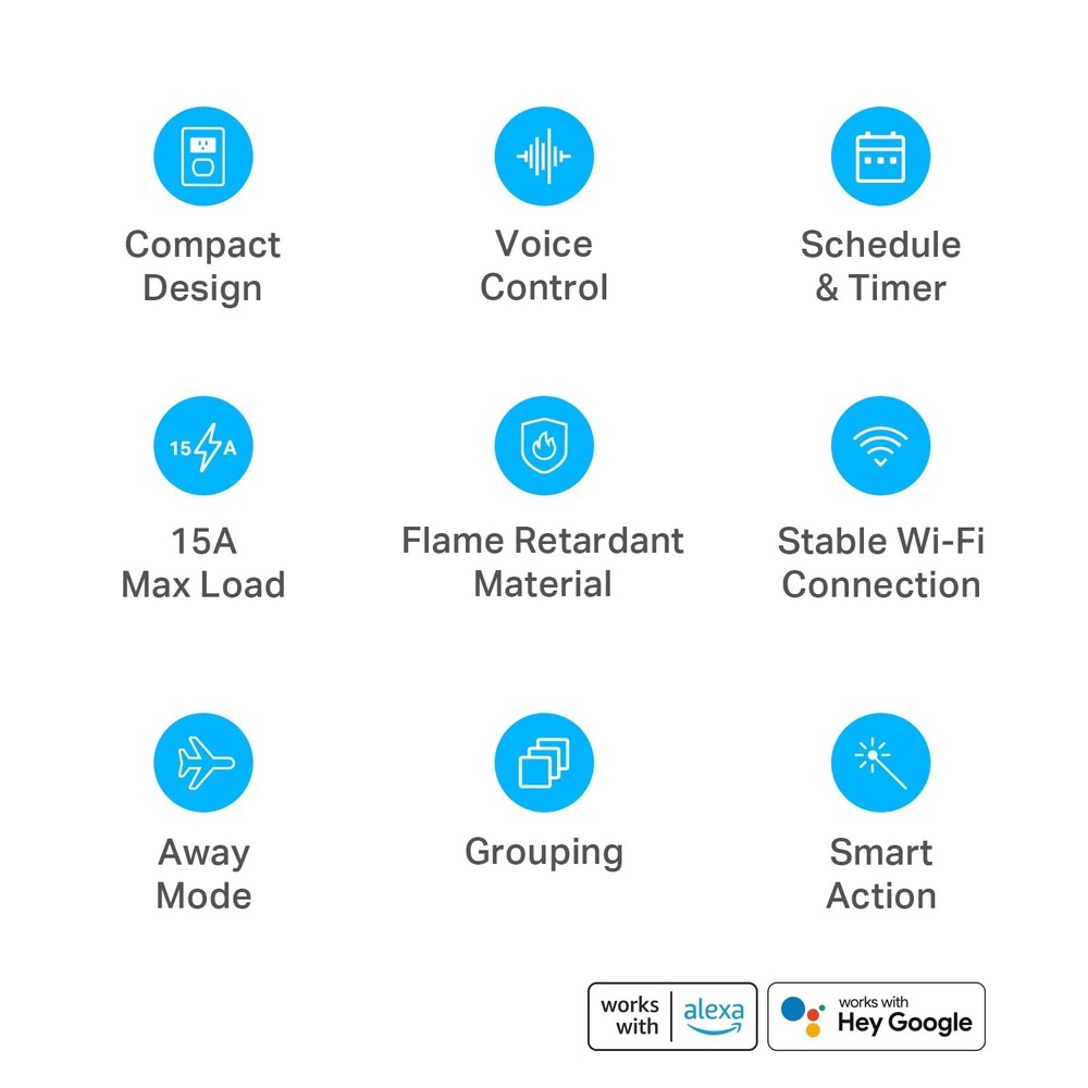Smart Plug Ultra Mini 15A WiFi Alexa Google