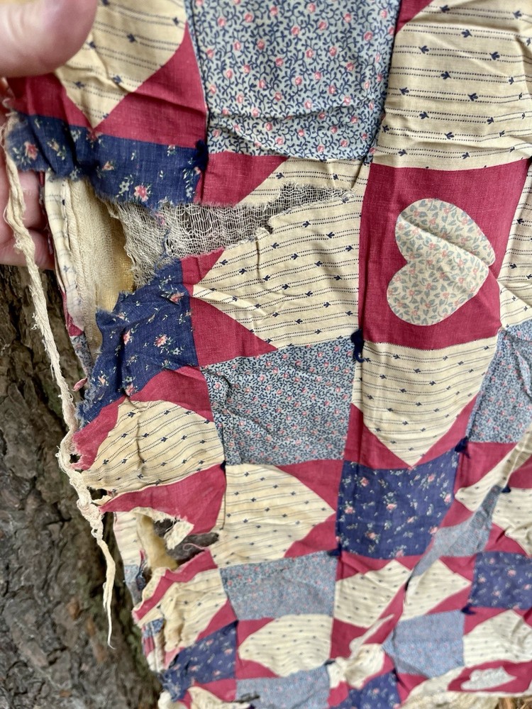 Americana Patchwork Quilt Heart Star Block Pattern Local Sheared Wool Filled SEE