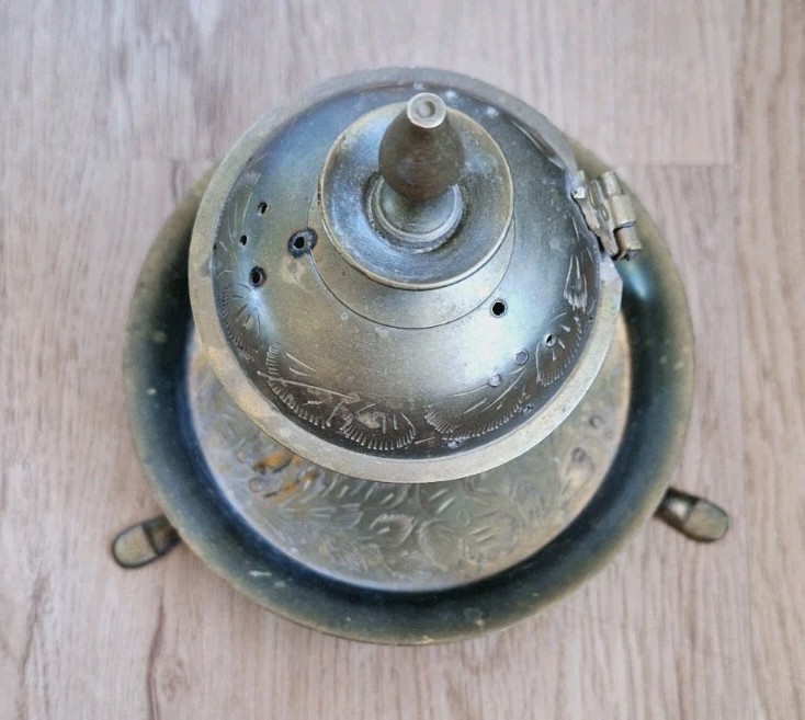Vintage Brass Incense Burner Holder Etched