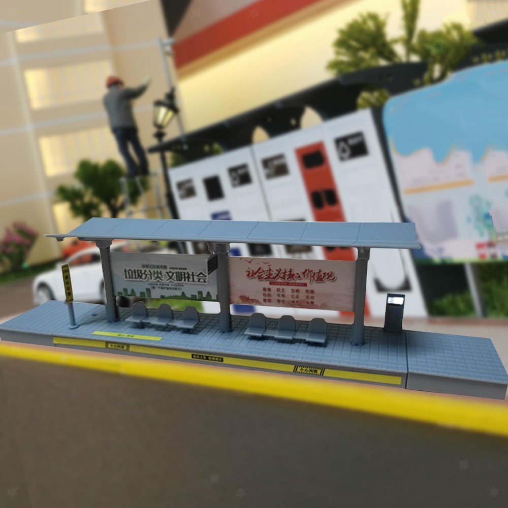 1:64 Bus Station Model Models Scenery for Diorama Micro Landscape