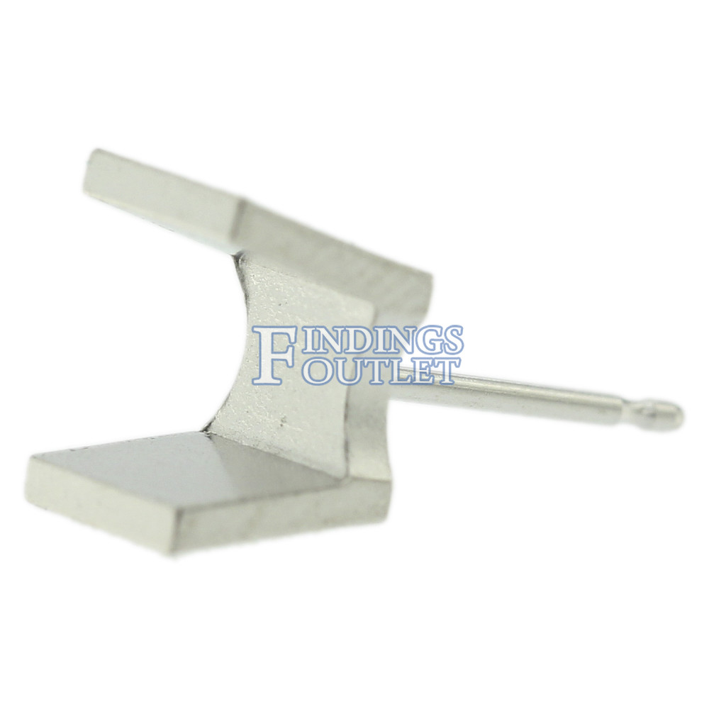14k White Gold Round Princess Stud Earring Mounting Setting Push Back Post