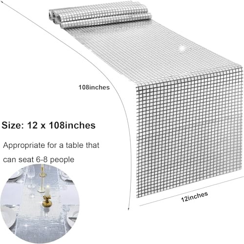 Glitter Table Runner, Disco Party Decor Table Cloth, 70s 80s Retro Style B