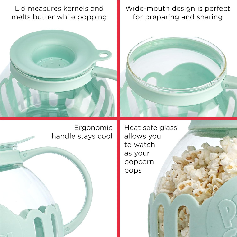 Ecolution Patented Micro-Pop Microwave Popcorn Popper with Temperature Safe Glas