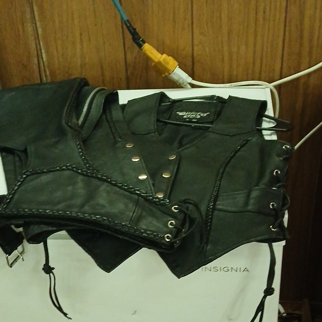 Black Leather Vest and Chaps Size Medium