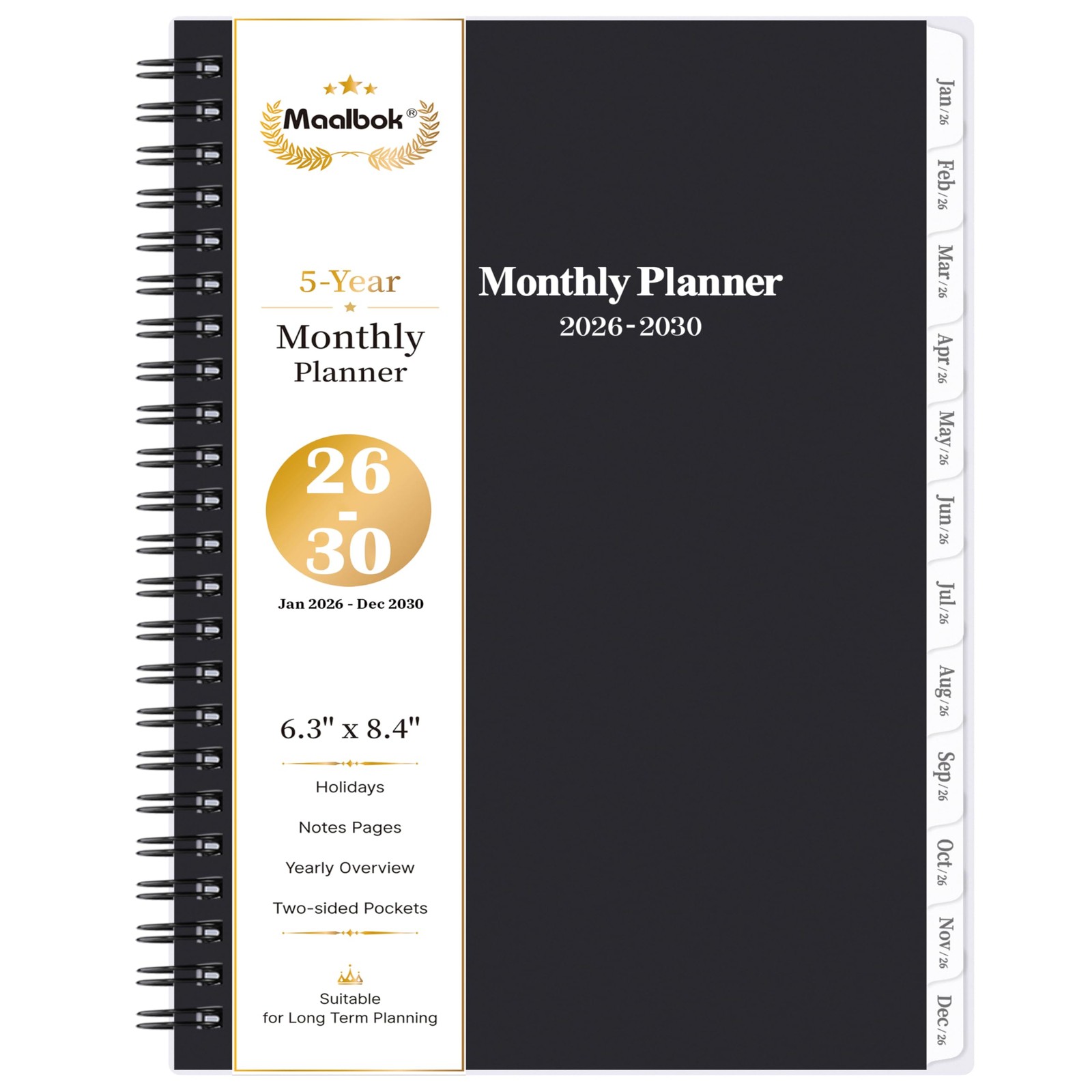 2026-2030 Monthly Planner/Calendar - 5 Year Planner 2026-2030 with Tabs, Jan ...