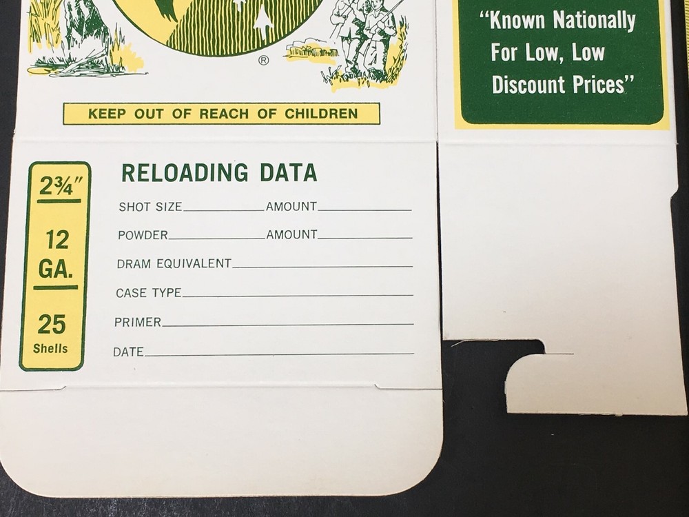 Gander Mountain Empty 12ga Reloading Box Unused 1977 issue