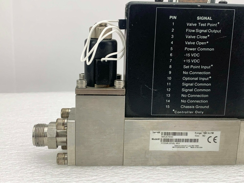 MKS 1159A-050L-RV Mass Flow Controller 100 SLPM N2 *used working