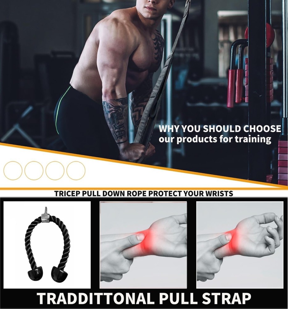 Tricep Rope Cable Attachment Tricep Pull Down Rope Extension Straps Cable Gym