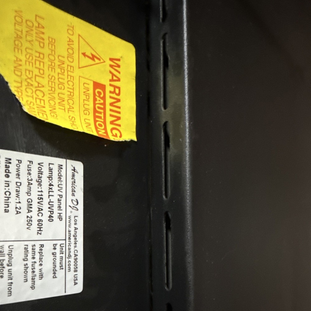 American DJ UV Panel HP Stage Effect Machine Manual Control 12A