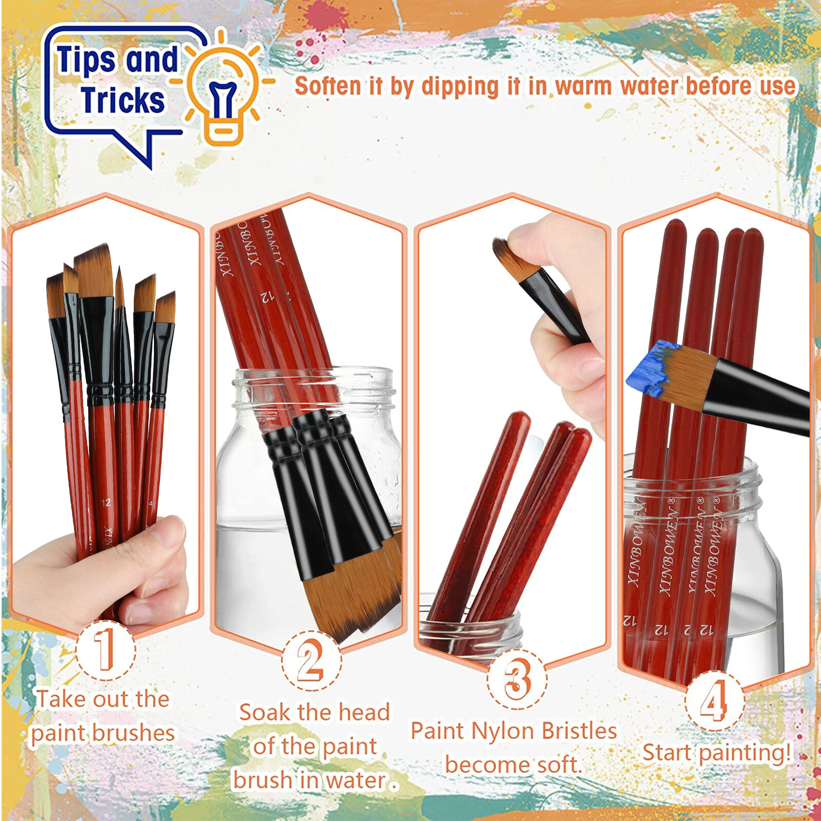 18PCS Paint Brushes Set Detail Painting for Watercolour Oil Art Acrylic Gouaches
