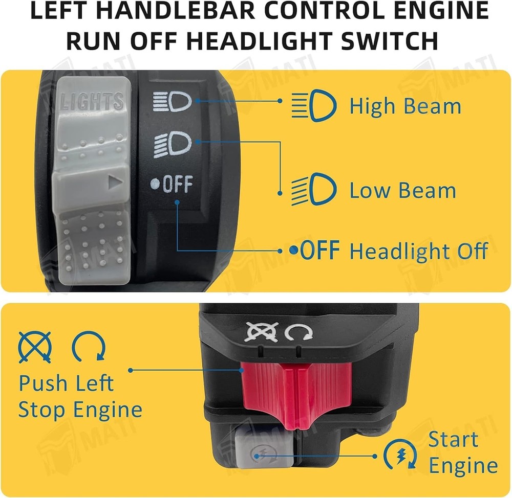 Left Handlebar Control Engine Start Run Off Headlight Switch for Yamaha Big B...