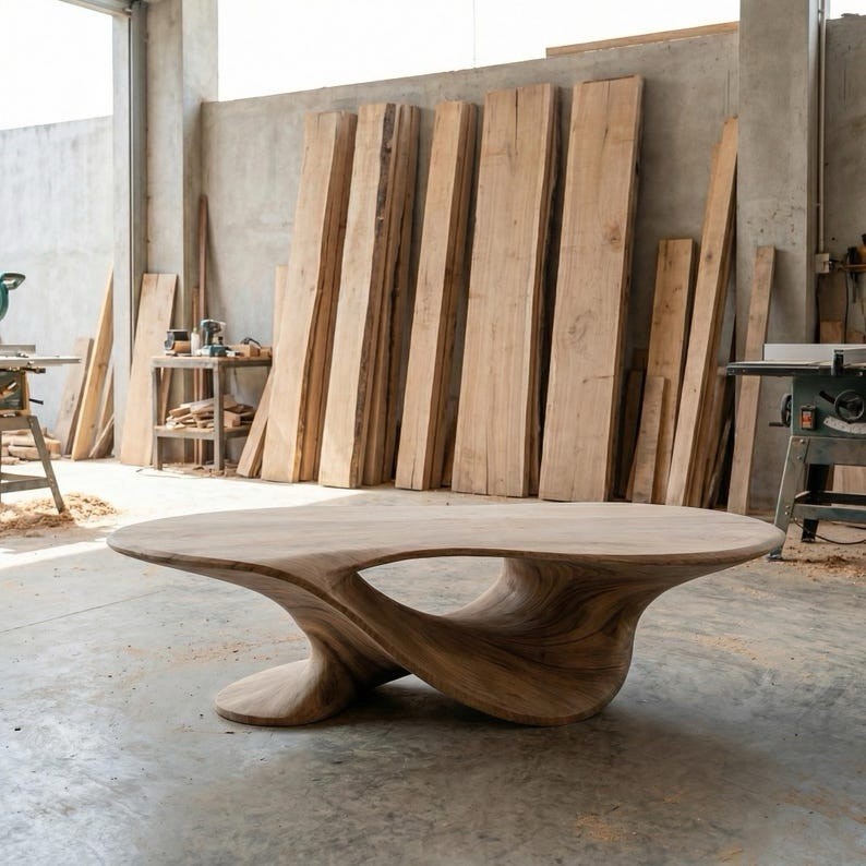 Solid Wood Coffee Table, Hand Carved