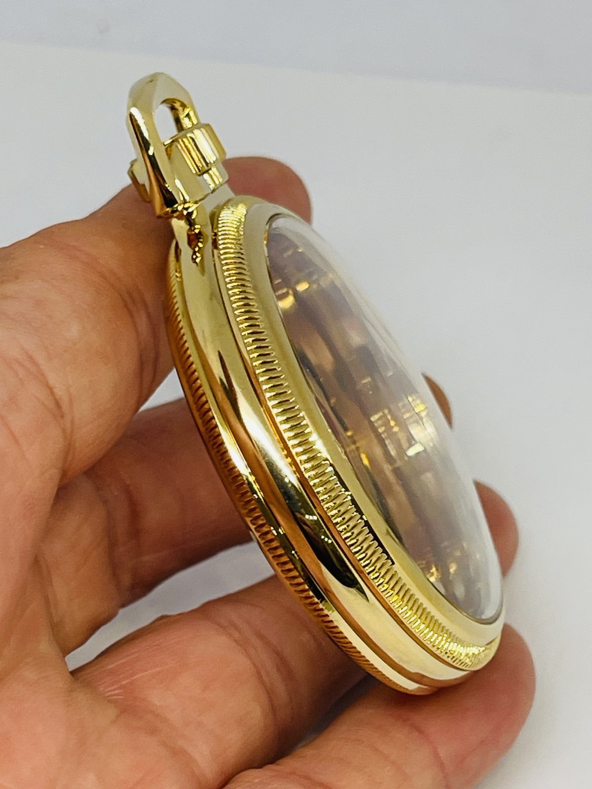 R2 Gold Plated Mainliner Size 16S Display Clear Back Pocket Watch Case