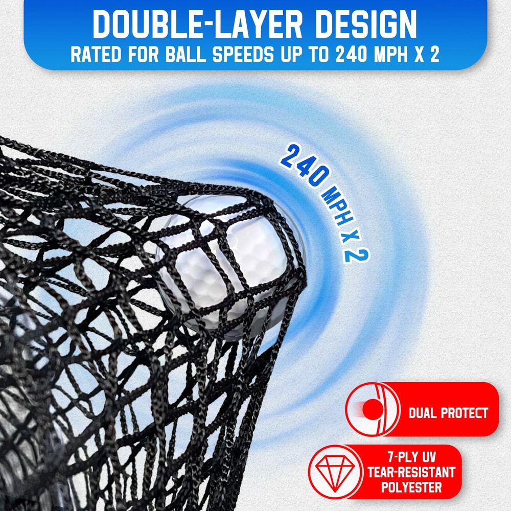 Golf Hitting Net with Extra Striking Net, 10x7ft Heavy Duty Golf Practice Net...