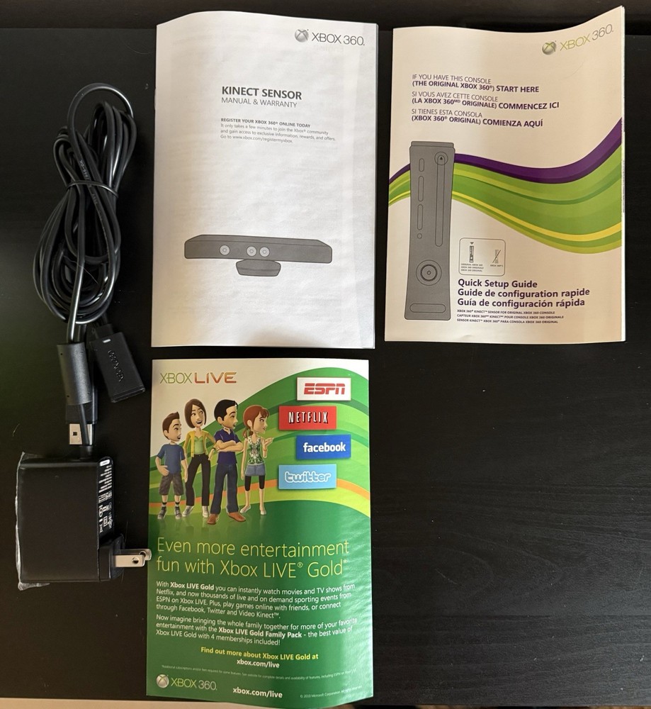 Original XBox 360 Kinect Sensor Box Only With USB Power Adapter