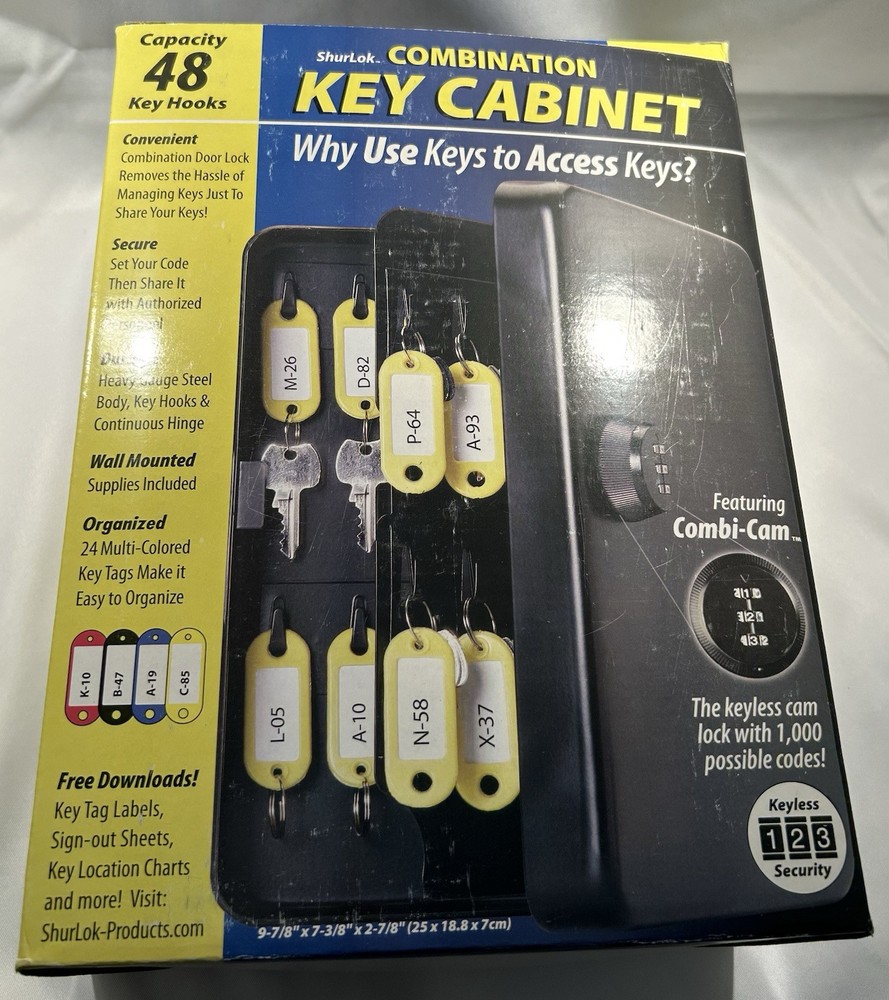 Shurlok Combination Key Cabinet 48 Key Hooks Capacity