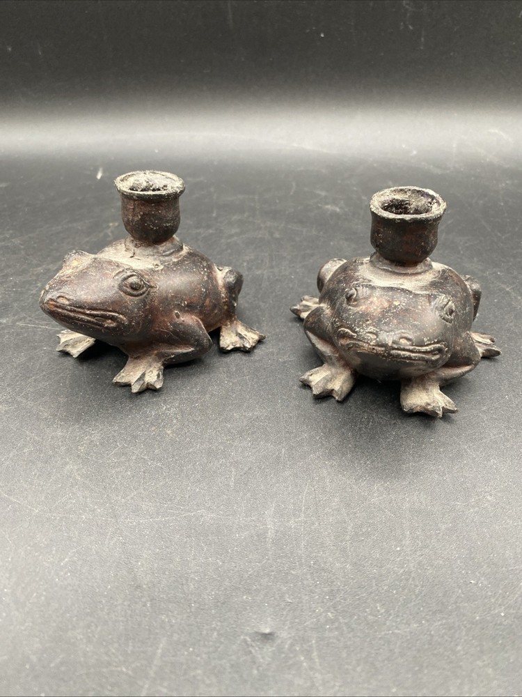 VTG Bronze Frog Candleholders