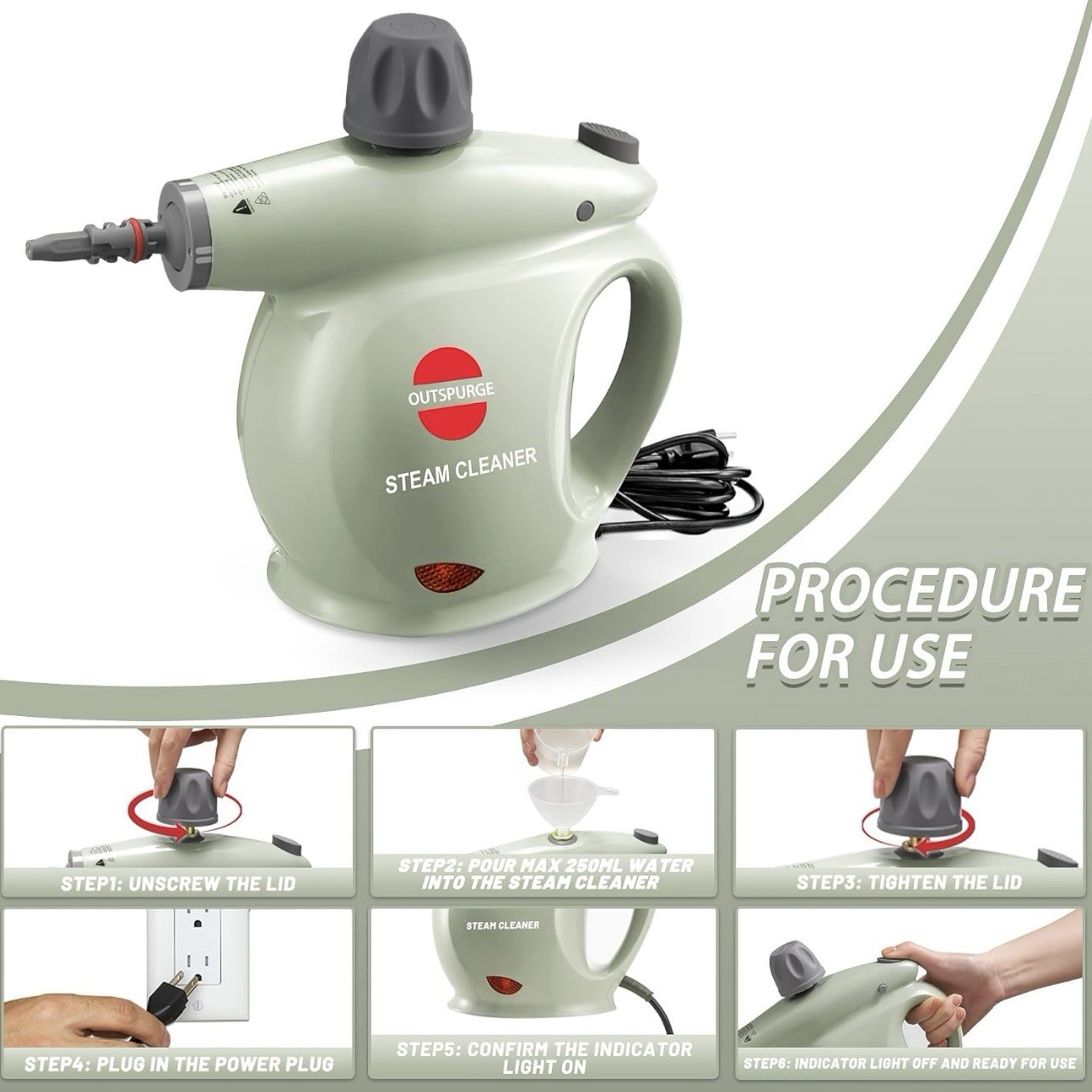 Handheld Steam Cleaner, Pressurized Multi-Surface Steam Shot with 13 Accessories