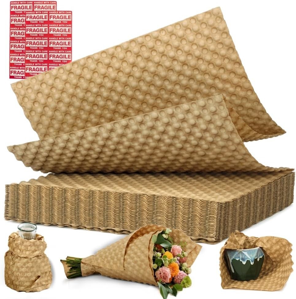 Reusable Bubble Paper Sheets 15" x 12”, Durable Bubble Wrap Sheets 50ft / 100ft.