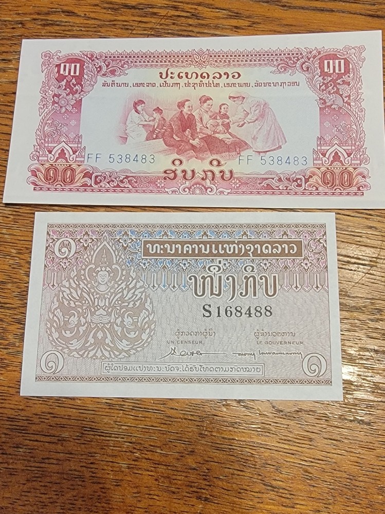 TWO LAOS NOTES FROM THE 1960'S T-BAG
