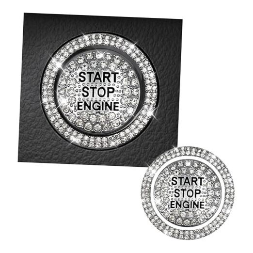 Bling Car Push Start Button Sticker, Sparkling Rhinestones Fully Protect White