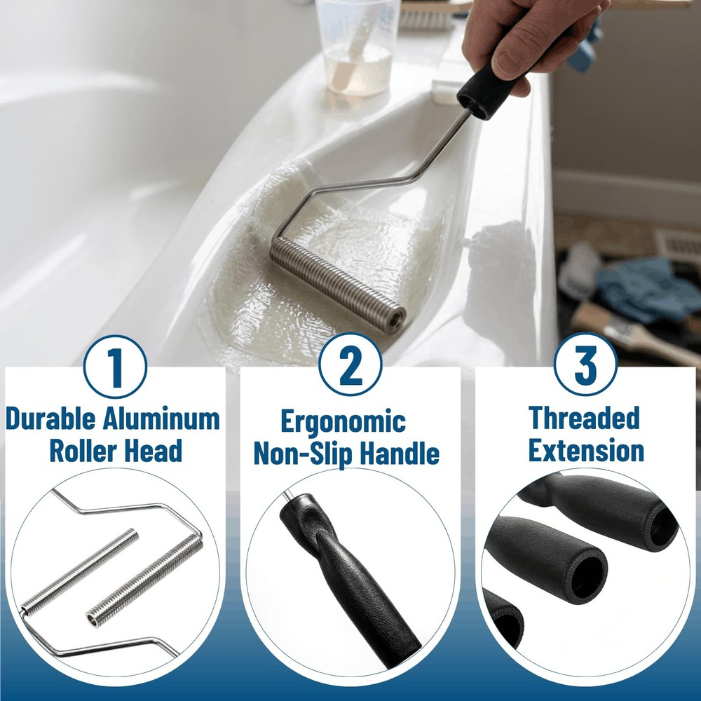 YOUEON 5 Pcs Fiberglass Roller Tools Kit, Laminating Silver