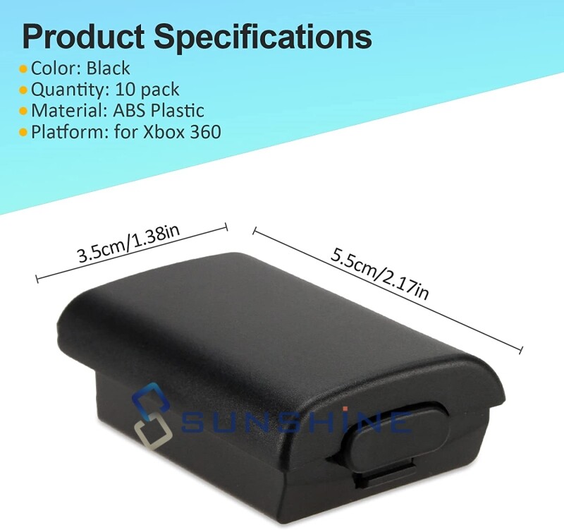 10x Black Replacement Battery Cover for Xbox 360 controller - Case, Shell, Pack