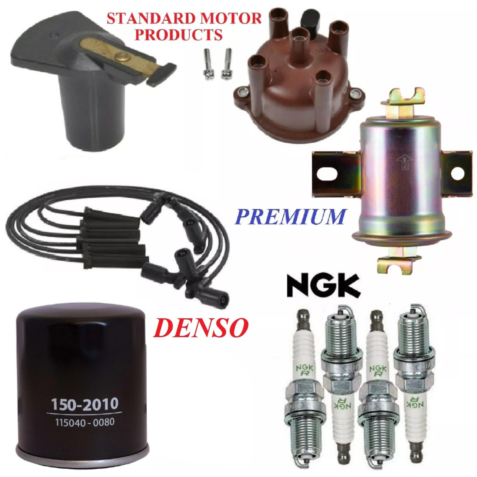 Ignition Tune Up Kit Filters Cap Rotor Wire Plugs for Toyota Pickup 2.4L 86-92