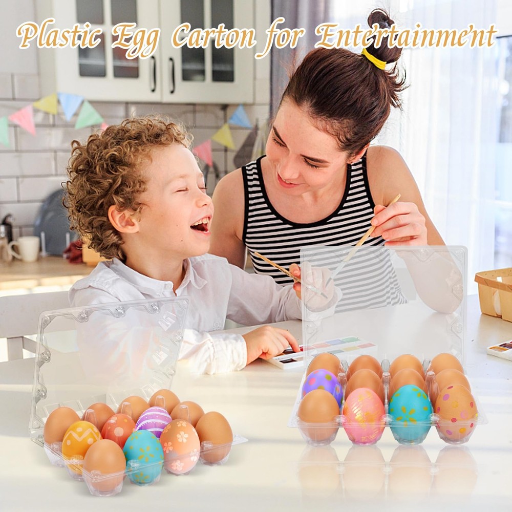60 Pack Plastic Egg Cartons Cheap Bulk 1 Dozen Clear Empty for Chicken Eggs