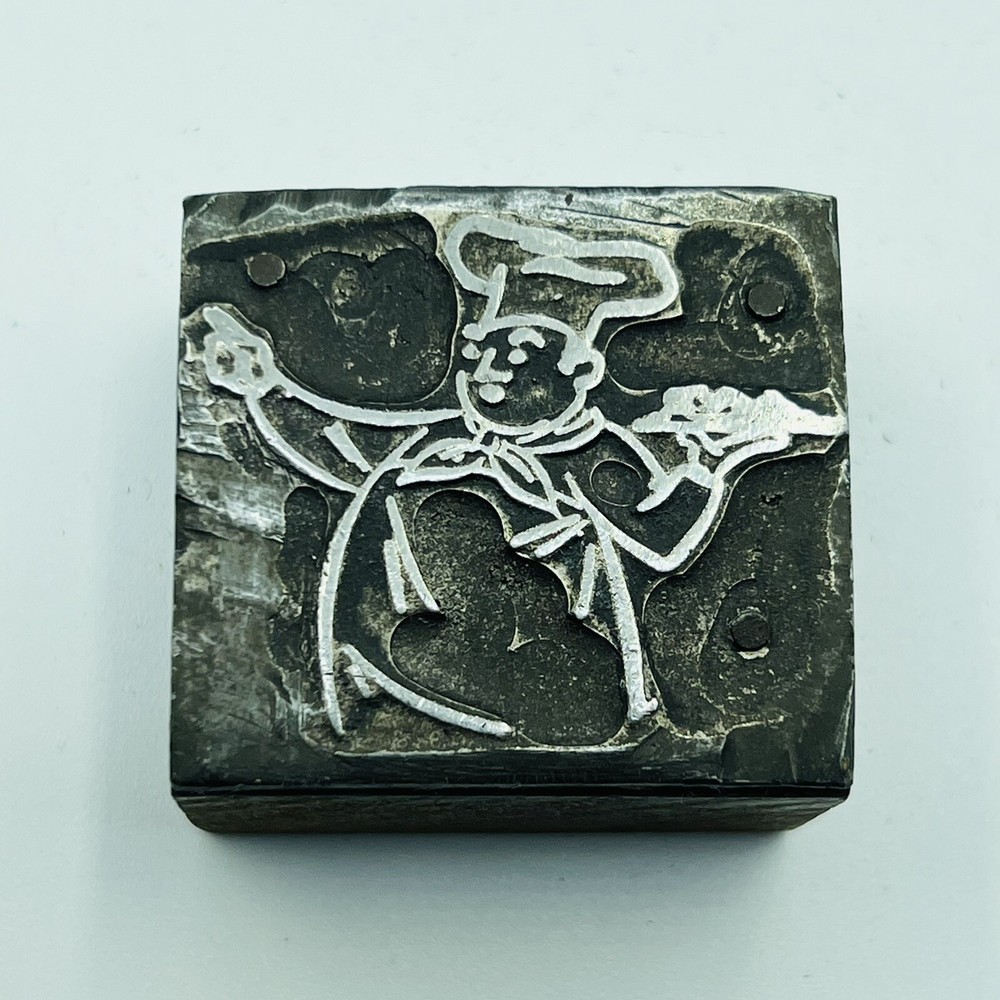 VTG Printing Letterpress Printer Block Chubby Chef