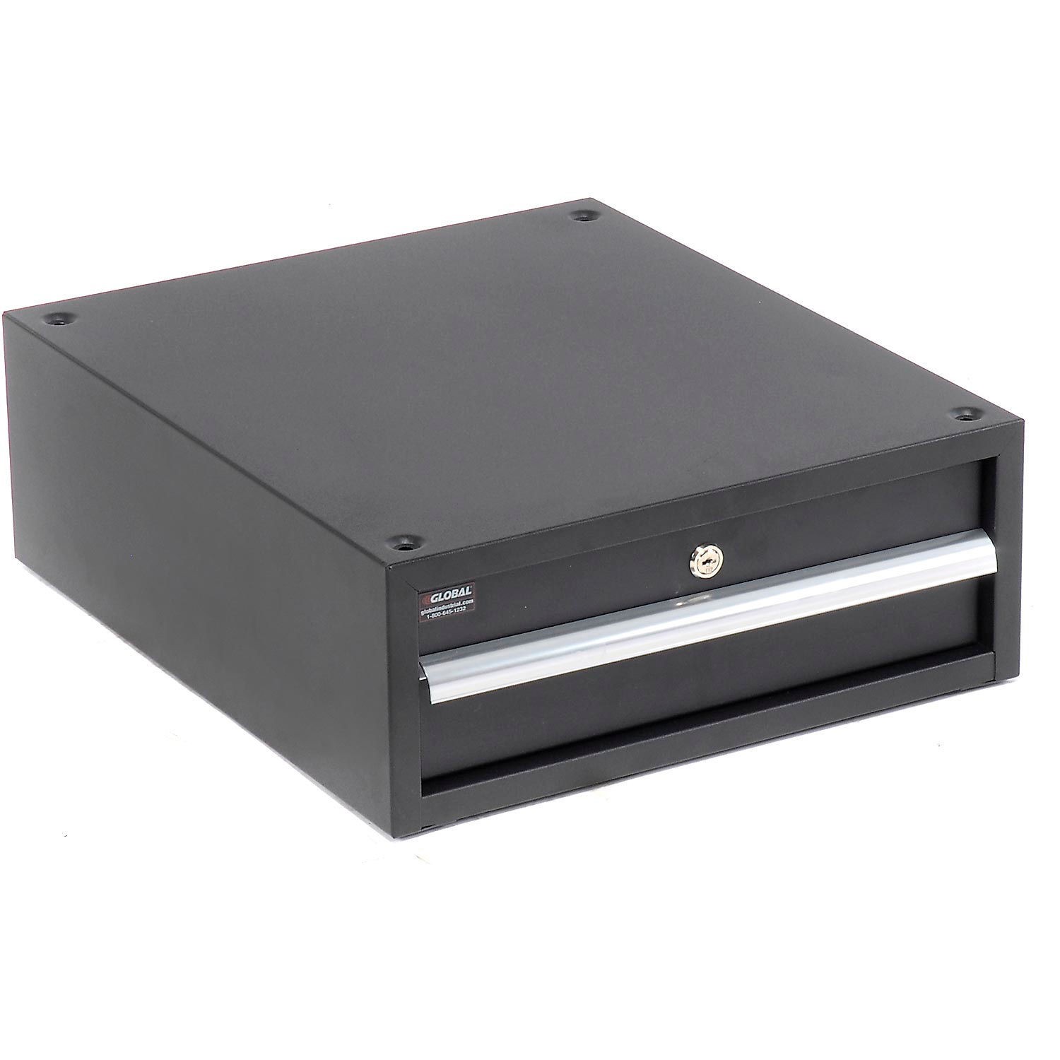 Global Industrial 6" H Steel Drawer W/ Cylinder Lock 17-1/4"W x 20"D Black
