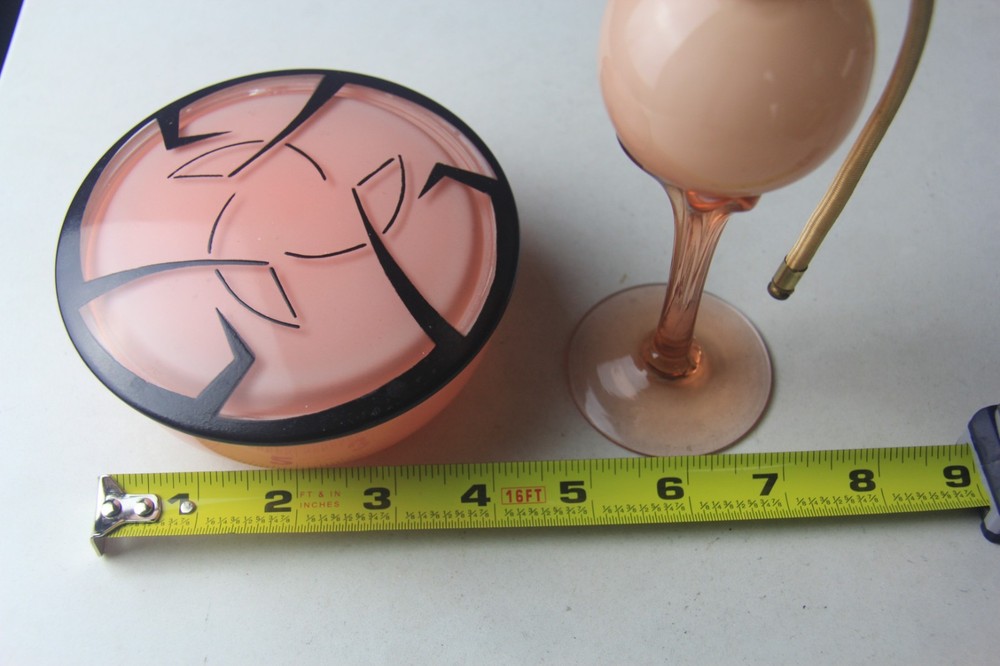 VTG DeVilbiss Pink Atomizer Perfume Bottle & Art Deco Style Lidded Powder Box