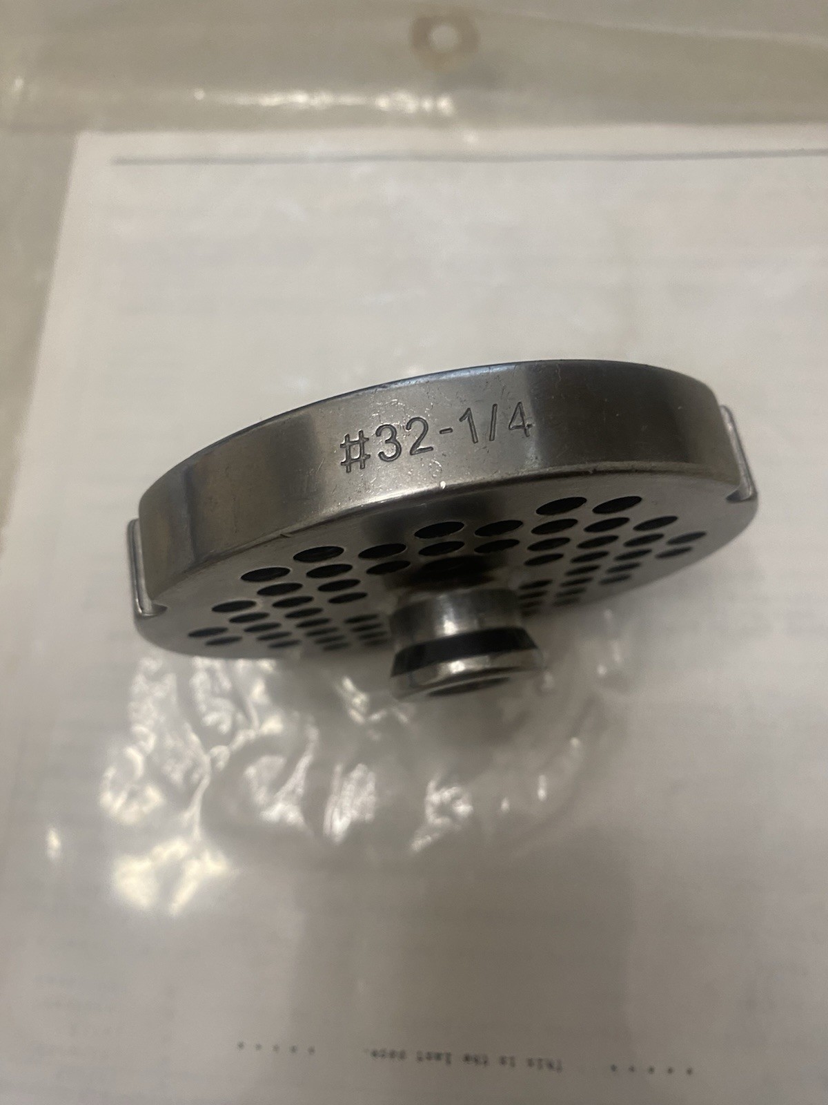 #32 Meat Grinder Plate, Hubbed, 15 mm Width, D2 Steel (1/4 Inch)