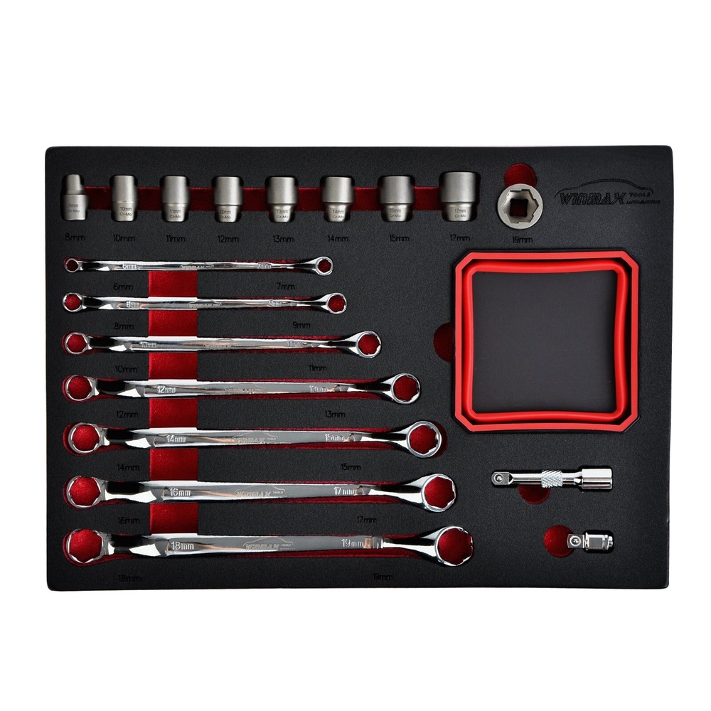 Nut & Bolt Extractor Set 6 - 17 mm Offset Wrenches and 10 - 19 mm Sockets Set