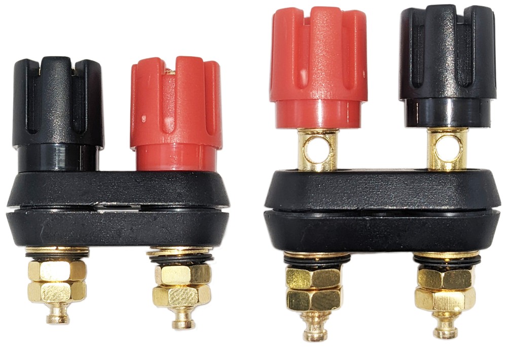 2 Pack Gold Plated Dual Binding Posts w 4mm Banana Plug Jacks