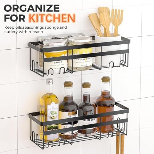 Self Adhesive Shower Caddy, 2-Pack No Drilling Rustproof Bathroom Style 3