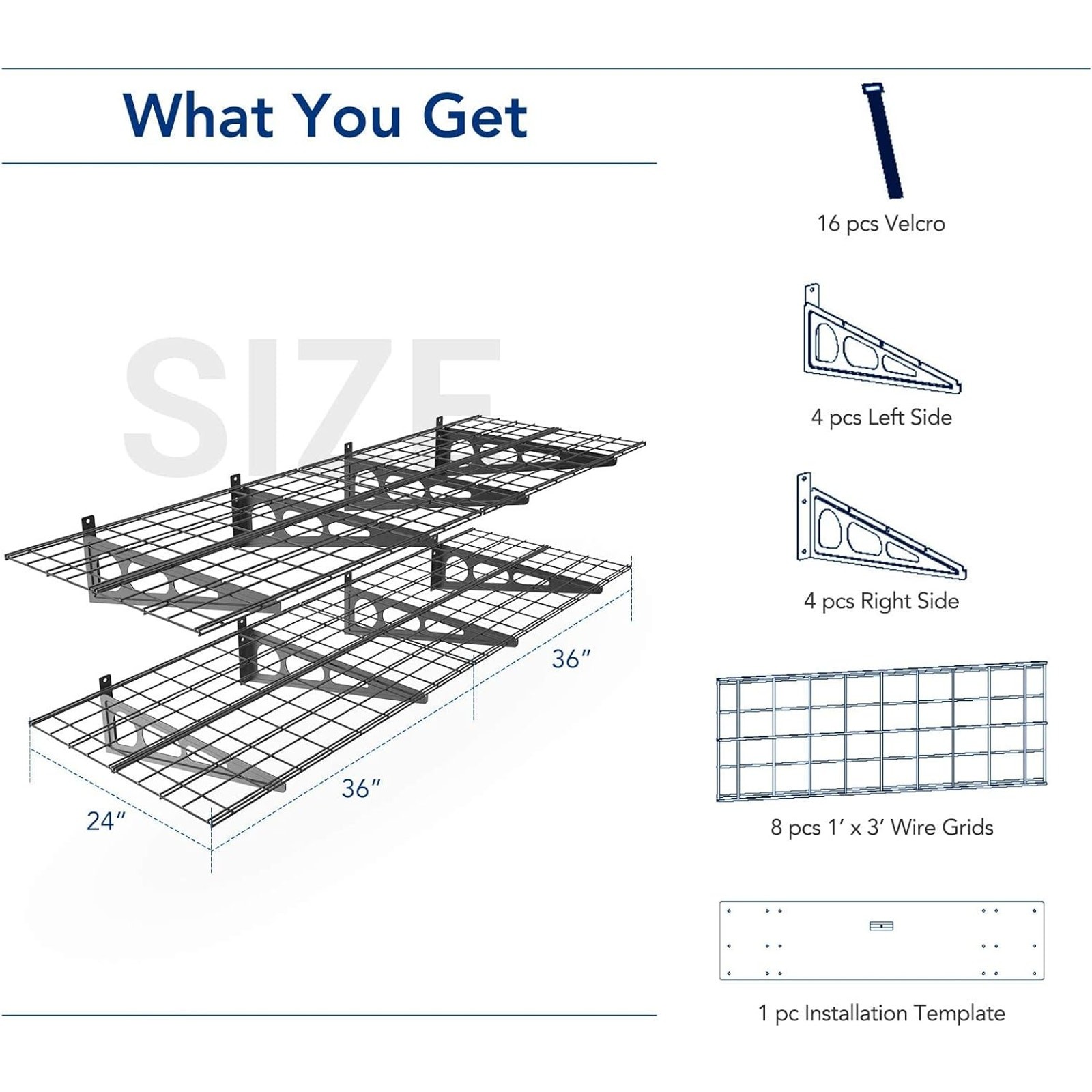 2-Pack FLEXIMOUNTS 2x6ft Garage Shelving Wall Shelf Wall Rack Black WR26B