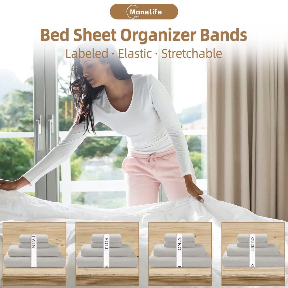 Bed Sheet Organizer Bands - Sheet Keepers for Organizing