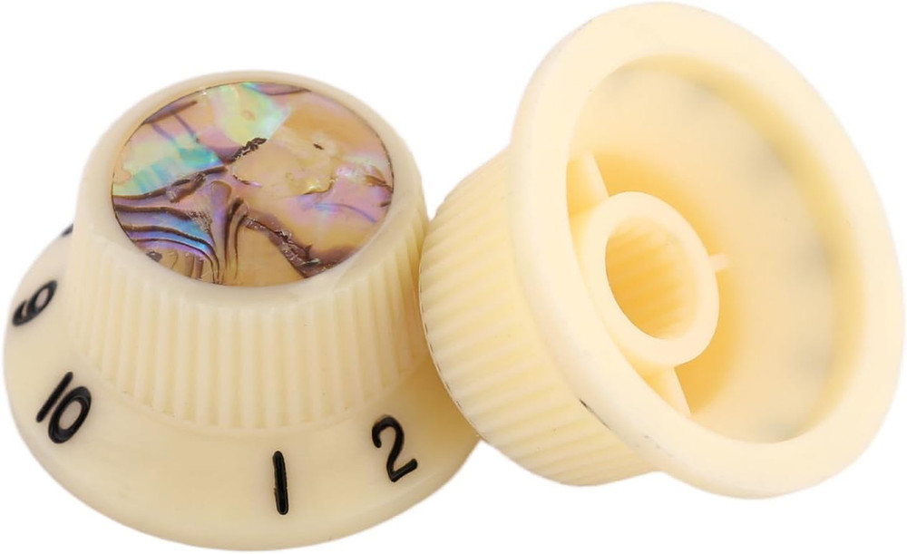 Ivory Guitar Abalone Top Volume Tone Control Knobs Fit Stratocaster Strat