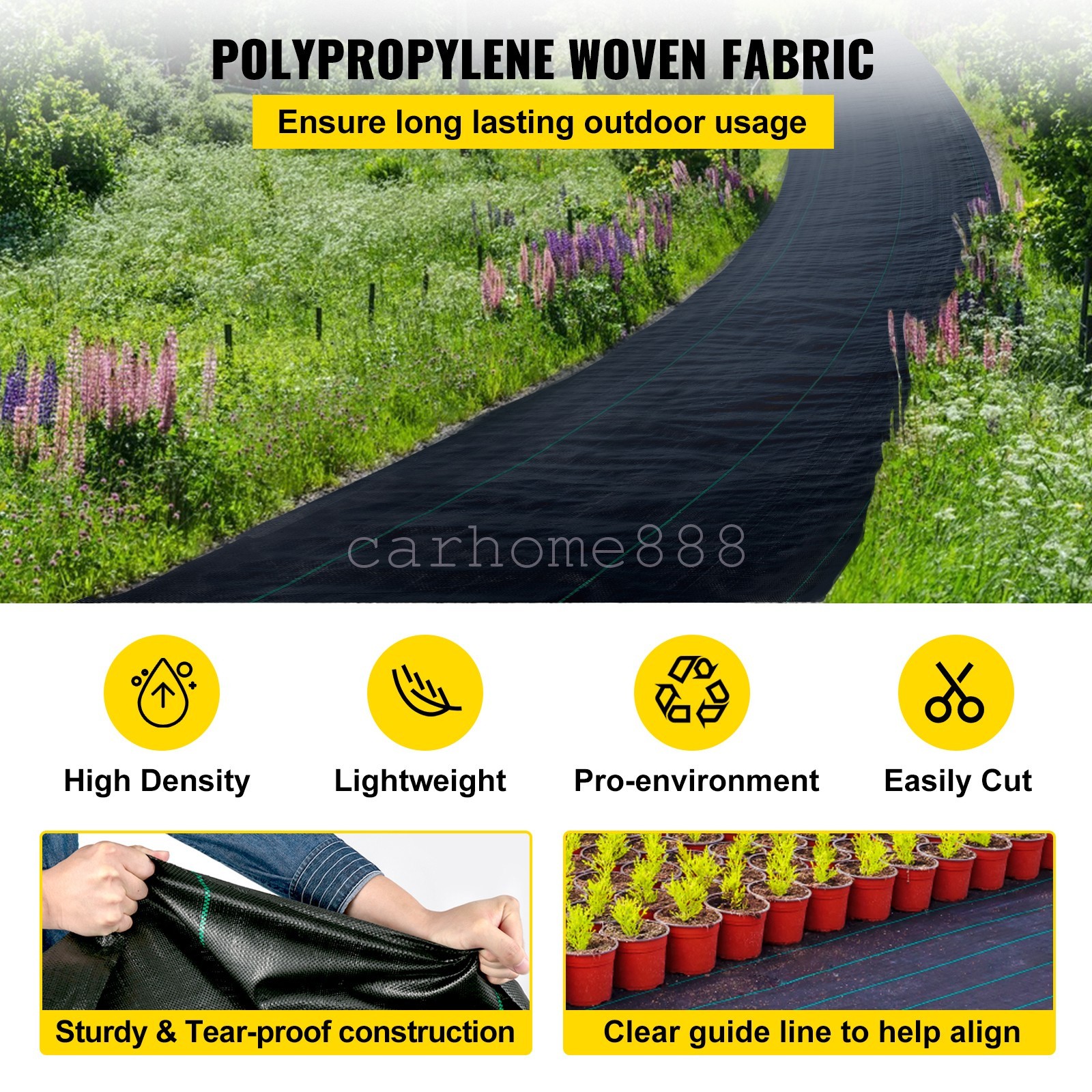 8FT x 300FT Woven Ground Cover Landscape Fabric 3.2-ounce Weed Barrier